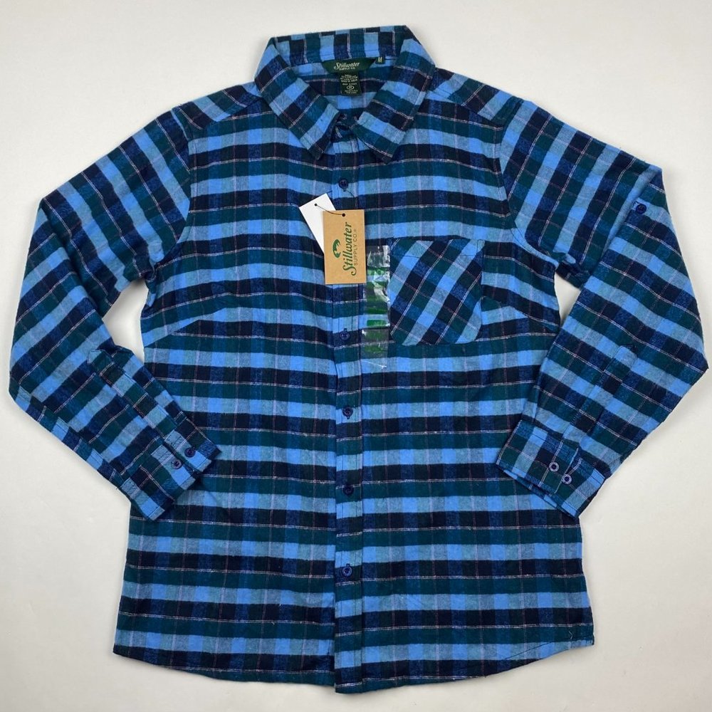 NEW Stillwater Supply Co. Flannel Shirt Men's Medium Blue Check